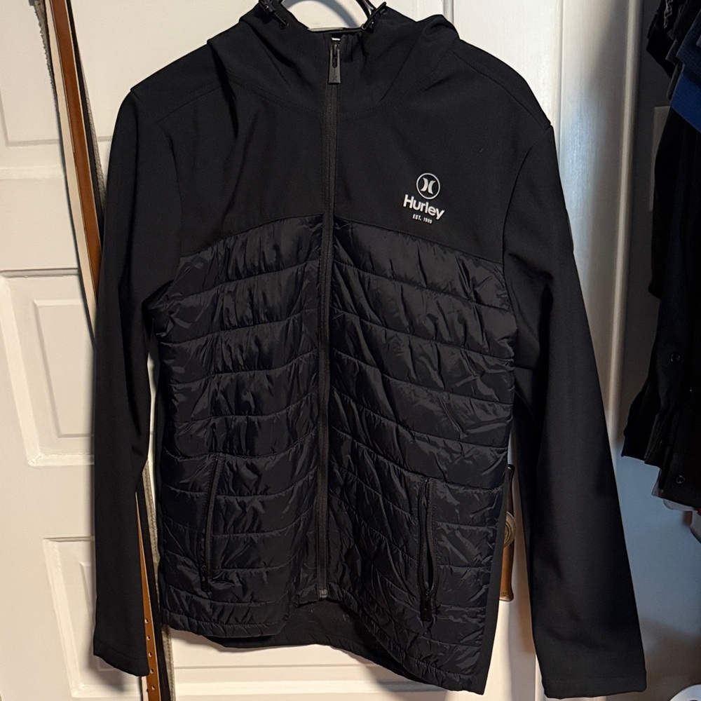 Hurley Black Quilted Hoodie Jacket